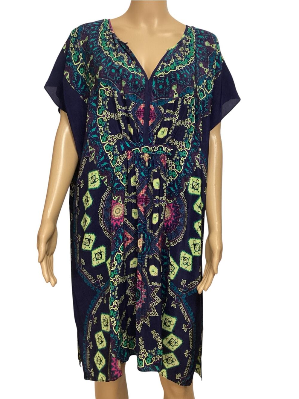 Maeve by Anthropologie blue silk tunic dress size L